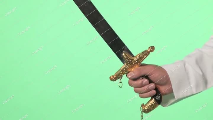 Traditional Saudi out-feet on chromakey. Arabian long saber - saif.