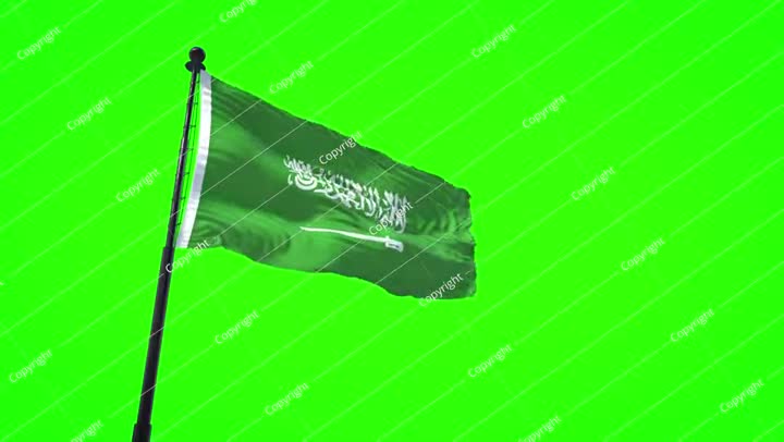 Saudi Arabia Flag Green Screen with 4K Resolution