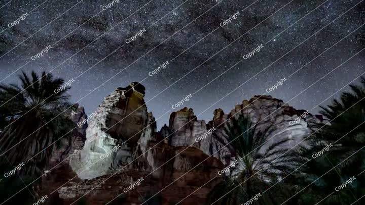 Time lapse of stars motion in Wadi Disah,  in Tabuk,  Saudi Arabia