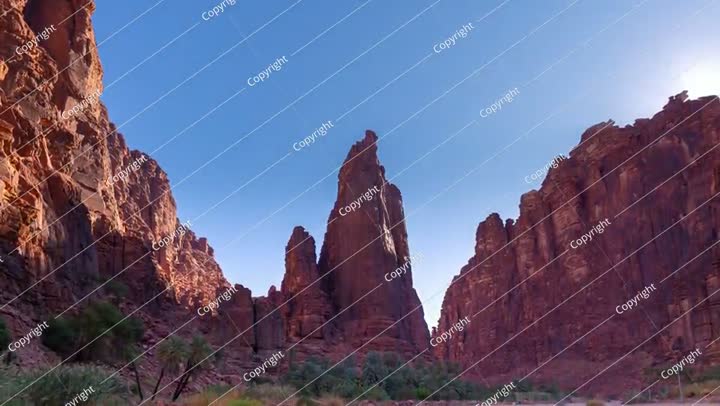 Time lapse of sunset sunrise in Wadi Disah,  in Tabuk,  Saudi Arabia.