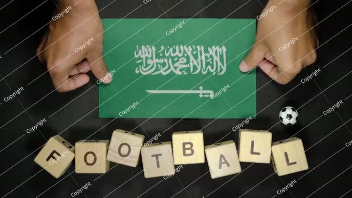 Saudi Arabia flag with football title. football concept