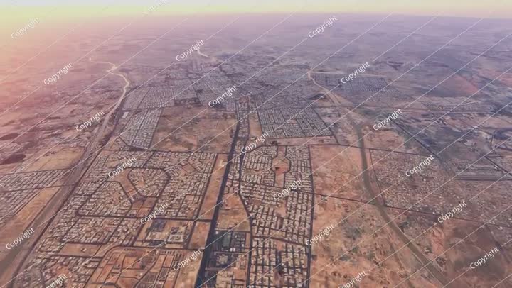 منظر جوي لشروق الشمس في تبوك، المملكة العربية السعودية