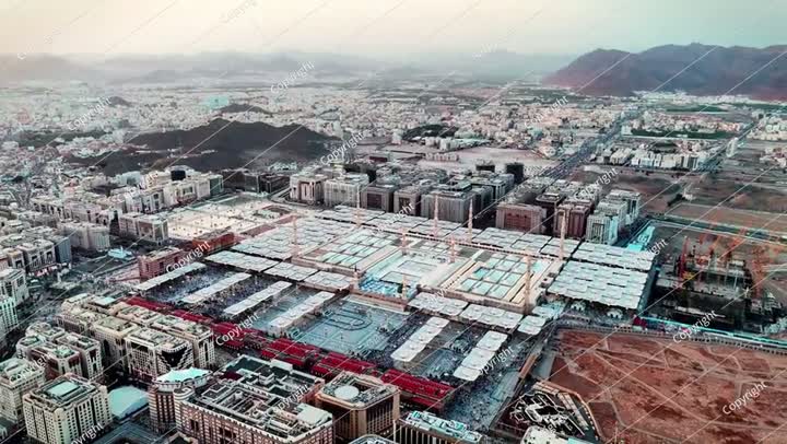 Medina , Saudi Arabia - Drone Aerial view for Al Masjid Al Nabawi mosque