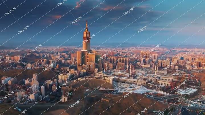 منظر جوي لبرج الساعة أبراج البيت والمسجد الحرام في مكة المكرمة