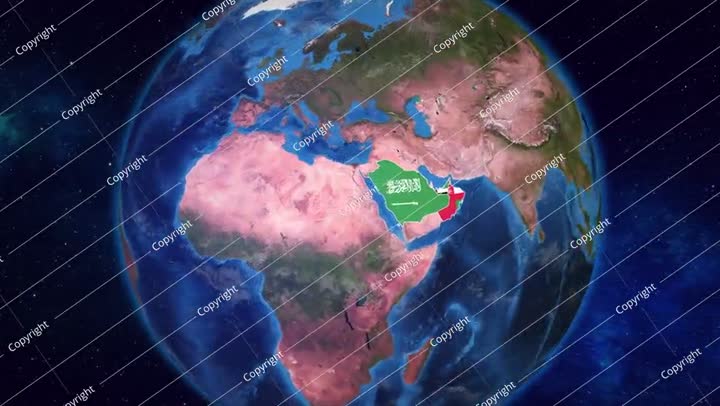 الأرض تقترب من الإمارات العربية المتحدة والدول المجاورة بأعلامها