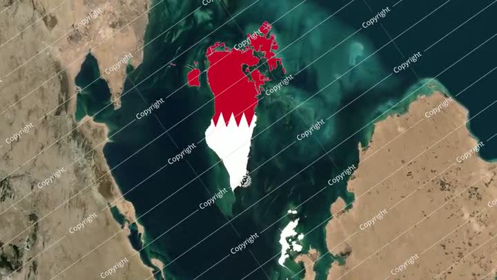 Bahrain Map with flag animation zoom in, Map bahrain animation