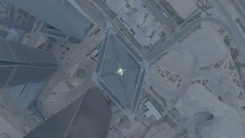 King Abdullah Financial District (KAFD), urban growth and development in Saudi Arabia, achieving economic and commercial renaissance, aerial drone photography of the surroundings of the financial institutions and towers in Riyadh, the architectural engineering art of the famous buildings and skyscrapers in the Kingdom.