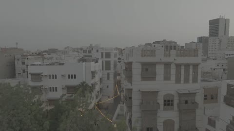 البيوت والمباني التاريخية ، تصوير درون للبلدة القديمة جدة التاريخية في مدينة جدة ، أماكن سياحية تراثية شعبية، معالم اثرية قديمة في السعودية