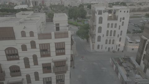 معالم اثرية قديمة في السعودية ، البيوت والمباني التاريخية ، تصوير درون للبلدة القديمة جدة التاريخية في مدينة جدة ، أماكن سياحية تراثية شعبية