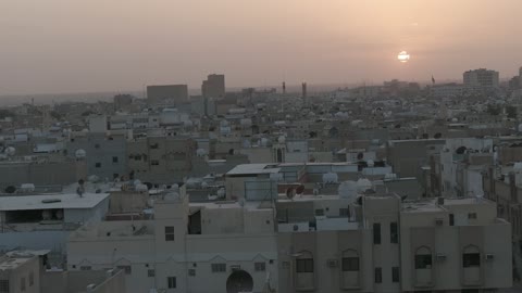 حي الديرة بالمملكة العربية السعودية وقت غروب الشمس , مباني ومعالم تاريخيه سياحيه ,الأصالة والعراقة والإرث السعودي
