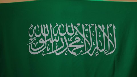 بورتريه مقرب من الخلف لامرأة عربية خليجية سعودية ترتدي الشيلة والبشت الأخضرتضع على كتفيها علم المملكة، يوم بدينا 22 فبراير, الاحتفال بذكرى اليوم الوطني السعودي 23 سبتمبر، يوم العلم 11 مارس، ارتداء الزي الشعبي للمنطقة الوسطى في مناسبة وطنية,  خلفية بنية