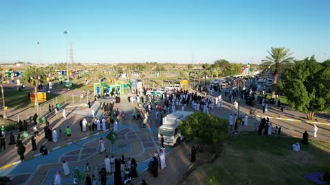 Celebrations and festivals in the Kingdom of Saudi Arabia, the celebration of the Saudi National Day on September 23, bringing people together and holding festive events in Prince Fahd bin Sultan Park, parks, gardens, and public places, happy holidays and national occasions.
