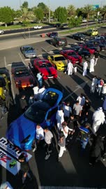 جذب الزبائن والمستهلكين عن طريق طريقة عرض السيارة المميزة، سوق بيع وشراء السيارات المستعملة، تصوير درون لصفوف المركبات بالماركات العالمية المختلفة في مكان لاستعراض السيارات في محافظة تبوك، حركة التجارة الداخلية في المملكة العربية السعودية