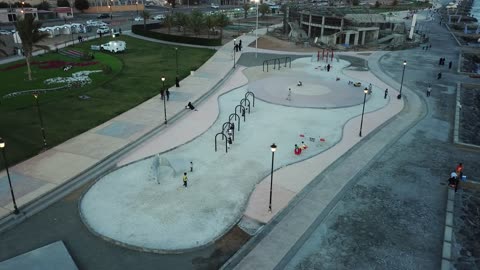 Water landscapes, the progress and urban development of Saudi Arabia, attractions for visitors to the coastal city of Duba, famous landmarks and tourist places, aerial drone photography of the Duba Sea Corniche, the waterfront in the Kingdom of Saudi Arabia during the day.