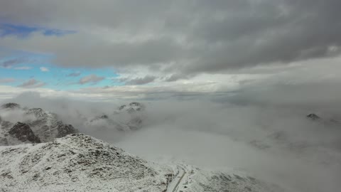 The landscapes and natural tourist attractions, the snow-covered Al-Lawz mountain range in the Trojena area, sculpted mountains and rock formations in the city of Tabuk, cultural and tourist landmarks in the Kingdom of Saudi Arabia, aerial drone photography of rock formations in a village in Jeddah, Neom, in the western part of the Kingdom of Saudi Arabia.