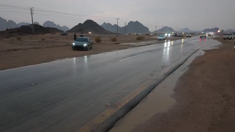 Natural landscapes of golden sands, floods and waterfalls, cold winter atmospheres, peaks and mountain heights, rock formations in the Jeddah area in the northwest of the Kingdom of Saudi Arabia, the NEOM tourism project, tourist attractions in the Kingdom of Saudi Arabia.