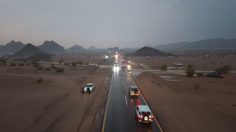 Natural landscapes of golden sands, floods and waterfalls, cold winter atmospheres, peaks and mountain heights, rock formations in the Jeddah area in the northwest of the Kingdom of Saudi Arabia, the NEOM tourism project, tourist attractions in the Kingdom of Saudi Arabia.