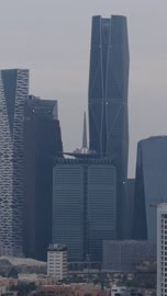 معالم الرياض المشهورة, الأبراج وناطحات السحاب في المملكة العربية السعودية، الفن الهندسي المعماري للمنشآت المالية في مدينة الرياض، تصوير درون لمركز الملك عبد الله المالي (كافد)، أبراج الملك عبد الله المالية, أكبر المشاريع الاقتصادية في المملكة