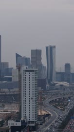 معالم الرياض المشهورة, الأبراج وناطحات السحاب في المملكة العربية السعودية، الفن الهندسي المعماري للمنشآت المالية في مدينة الرياض، تصوير درون لمركز الملك عبد الله المالي (كافد)، أبراج الملك عبد الله المالية, أكبر المشاريع الاقتصادية في المملكة