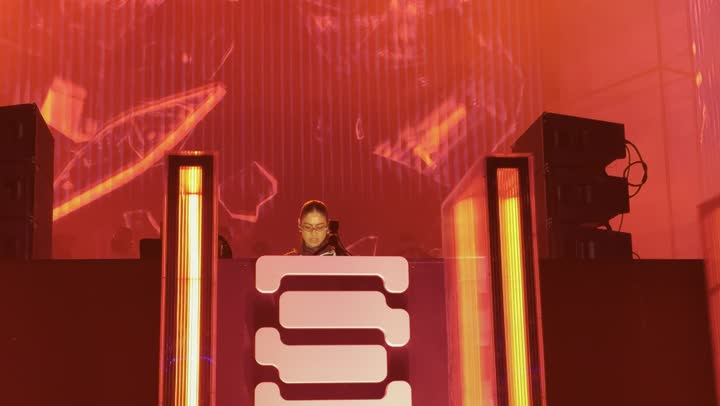 A photo of a DJ artist performing at the global music and art concert, Riyadh Season event, Soundstorm Middle Beast festival in the Banban area of Riyadh, December 13, 2025, in the Kingdom of Saudi Arabia, a modern artistic musical entertainment experience.