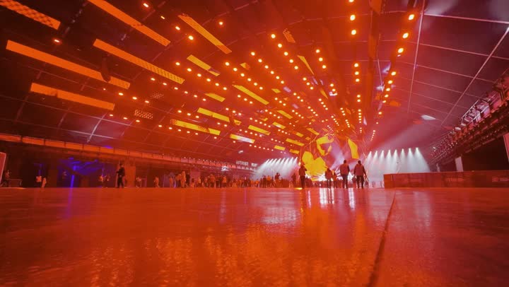 A place to spend enjoyable time, December 13, 2025, in the Kingdom of Saudi Arabia, a modern artistic musical entertainment experience, Riyadh Season event, a global celebration of music and art, visitors enjoying the light show on the stage of the Soundstorm Middle Beast festival in the Banban area of Riyadh.