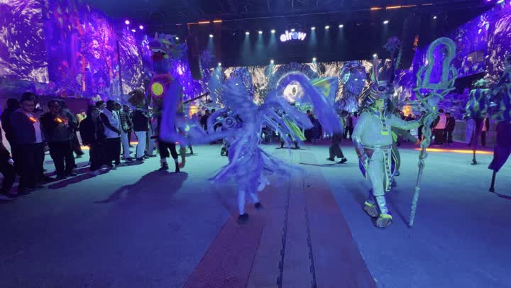 A theatrical performance, a global celebration of music and art in a close-up shot of the music performance stage, an event of Riyadh Season, a modern artistic musical entertainment experience, artistic personalities in a theatrical show on the stage of the Soundstorm Middle Beast Festival in the Banban area of Riyadh, December 13, 2025, in the Kingdom of Saudi Arabia.