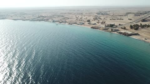 Nature and marine views, coastal areas in the Kingdom of Saudi Arabia, recreational tourist places, the waters of the Sharma Sea with sand, Qyal, Neom, the concept of Saudi tourism.