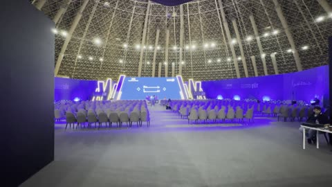 An interior shot of the Jeddah Superdome hall, the International Book Fair in Jeddah on December 16, 2025, the famous cultural landmarks and tourist attractions in the Kingdom of Saudi Arabia, attracting and drawing tourists from around the world, Riyadh Season events.