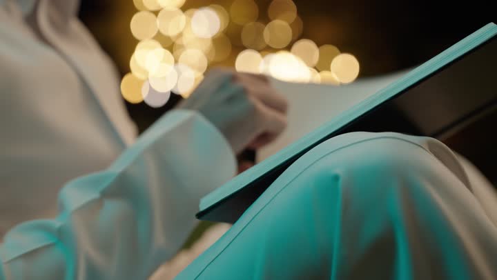 مفهوم التثقيف والبحث العلمي، قضاء وقت الفراغ بالتعلم والثقافة، هواية المطالعة والاستكشاف،  تصوير مقرب ليد رجل عربي خليجي سعودي يقوم بتصفح كتاب