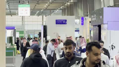 Visitors of the "Made in Saudi Arabia 2025" exhibition, a prominent industrial event aimed at promoting Saudi national products and services, highlighting the quality and diversity of national industries and their innovations, carries the slogan "We Empower Manufacturing," organized by the Saudi Export Development Authority, 2025 at the Riyadh International Convention and Exhibition Center.