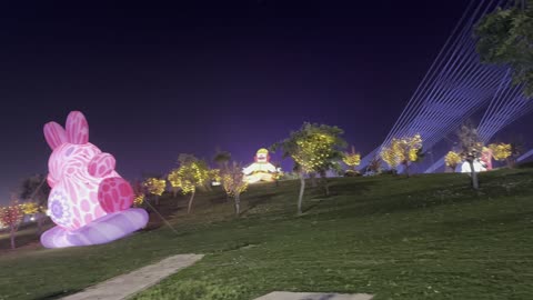 The illuminated sculptures at the Wonders Hills Festival 2025 in Jubail Industrial City in the Eastern Province feature a variety of entertainment and educational activities, innovative interactive light shows for families and visitors, making it a tourist destination for families and visitors.