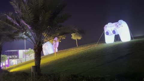 Various entertainment and educational activities, illuminated sculptures at the 2025 Wonder Hills Festival in Jubail Industrial City in the Eastern Province, innovative interactive light shows for families and visitors, a tourist destination for families and visitors.