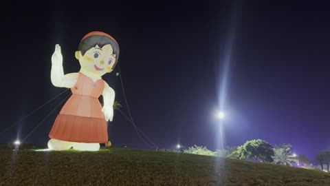 Various entertainment and educational activities, illuminated sculptures at the 2025 Wonder Hills Festival in Jubail Industrial City in the Eastern Province, innovative interactive light shows for families and visitors, a tourist destination for families and visitors.