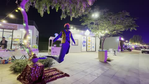 Innovative interactive light shows for families and visitors, animated cartoon characters with an artistic moving appearance, various entertainment and educational activities, events of the Wonders Hills Festival 2025 in Jubail Industrial City in the Eastern Province, a tourist destination for families and visitors.