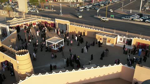 A heritage event and folklore performance; visitors flocked to the popular celebration; drone footage of the founding ceremony of the first Saudi state on February 22 in Tabuk; Saudi National Day, September 23, the day we began in 1727 AD; wearing traditional folk costumes.