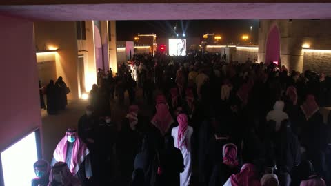 Visitors flocked to the popular celebration, drone footage of the founding ceremony of the first Saudi state on February 22 in the city of Tabuk, Saudi National Day on September 23, the day we began in 1727, wearing traditional folk attire.