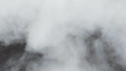The winter foggy weather above the mountain in the sky of the city of Hura Tabuk in the Kingdom of Saudi Arabia, hail (small snowflakes) fell over the volcanic fields in Tabuk.