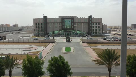 The architectural engineering art in a modern and advanced style, the Maternity and Children's Hospital on King Khalid Road in Tabuk Province, Saudi Arabia, providing integrated health care and services.