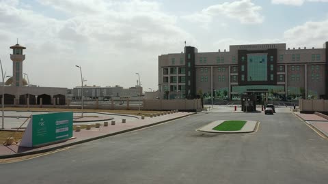 The architectural engineering art in a modern and advanced style, the Maternity and Children's Hospital on King Khalid Road in Tabuk Province, Saudi Arabia, providing integrated health care and services.
