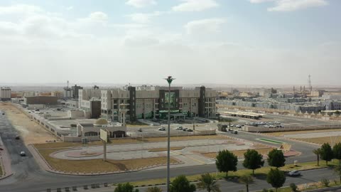 The architectural engineering art in a modern and advanced style, the Maternity and Children's Hospital on King Khalid Road in Tabuk Province, Saudi Arabia, providing integrated health care and services.
