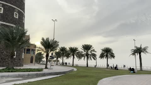 A cultural and tourist experience for families and visitors, the Heritage Village in the city of Dammam on December 29, 2025, Kingdom of Saudi Arabia, a heritage event with an authentic folk character, the Global Village in Dammam, the authenticity of Saudi architectural heritage.