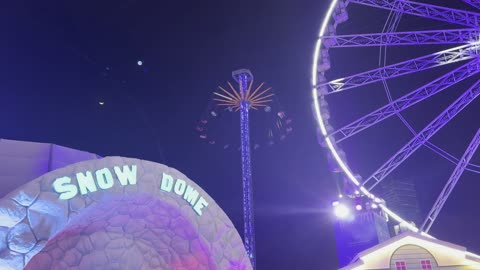 "Snow Dome" in Winter Wonderland in the Al-Shatea neighborhood of Jeddah, Saudi Arabia on December 19, 2025, featuring entertainment games and interactive experiences, live display screens and fun lights, Jeddah Season events, areas dedicated to families and children, and a festive snowy atmosphere.