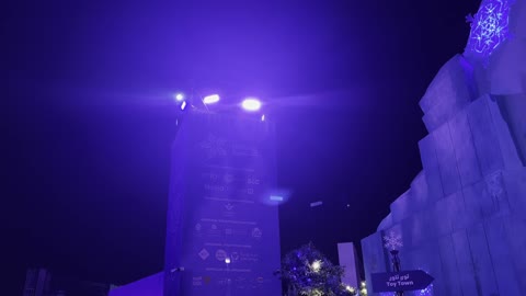 Winter Wonderland in the Al Shate' district of Jeddah, Saudi Arabia on December 19, 2025, featuring entertainment games and interactive experiences, a brightly colored amusement city, Jeddah Season events, areas dedicated to families and children, and festive snowy atmospheres.