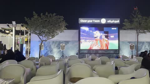 Watching matches at the seaside café overlooking the Corniche of Dammam, famous tourist attractions, the tourist waterfront in the Kingdom of Saudi Arabia in the city of Jubail Industrial, Jubail Corniche, a collection of restaurants and cafes overlooking the sea.