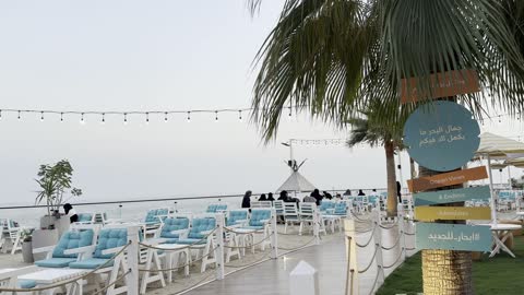 A coastal destination located on the eastern shore of Dammam, a collection of restaurants and cafes overlooking the sea, the tourist waterfront in the Kingdom of Saudi Arabia in the city of Jubail Industrial on December 28, 2025, Jubail Corniche, famous tourist attractions.