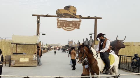 Horse riding activity at the Jeddah Season, designated areas for families and children, Winter Wonderland in the Al-Shatea neighborhood in Jeddah, Saudi Arabia on December 19, 2025, recreational games and interactive experiences, live shows and enjoyable lights, festive snowy atmosphere.