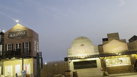 The festival features traditional wooden designs and buildings that reflect the atmosphere of old towns, entertainment games, and interactive experiences, and Winter Wonderland in the Al-Shatea neighborhood of Jeddah, Saudi Arabia on December 19, 2025, with live shows and enjoyable lights, creating a festive snowy atmosphere.