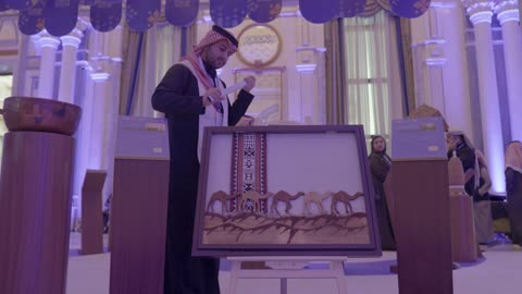 Traditional folk handicrafts, showcasing a model of a startup project at the Global Entrepreneurship Conference from December 21 to 23, 2025, at the King Abdulaziz International Conference Center in Riyadh, Saudi Arabia's support for startups, discussing innovation and modern technology.