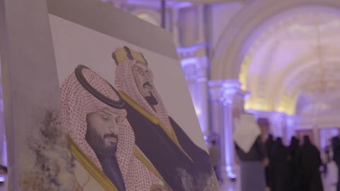 رسم صورة الملك عبد الله بن عبد العزيز والملك محمد بن سلمان ال سعود، دعم المشاريع الناشئة، مناقشة الابتكار والتقنية الحديثة، المؤتمر العالمي لريادة الأعمال من 21 إلى 23 ديسمبر 2025 في مركز الملك عبدالعزيز الدولي للمؤتمرات في الرياض