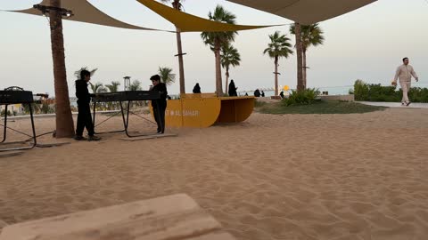Calm atmosphere and a unique relaxation experience, sea-view sessions, a family-friendly coastal beach destination, the Salt of the Sea at the Corniche of Khobar in the Eastern Province, Kingdom of Saudi Arabia, tourist restaurants and cafes, events and recreational activities.